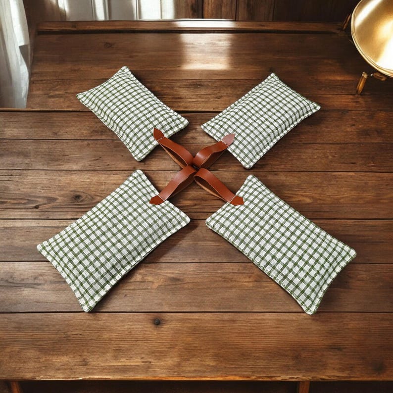 Cotton Lavender Sachets – 4pc Gift Set with with Cognac Hanger image 3