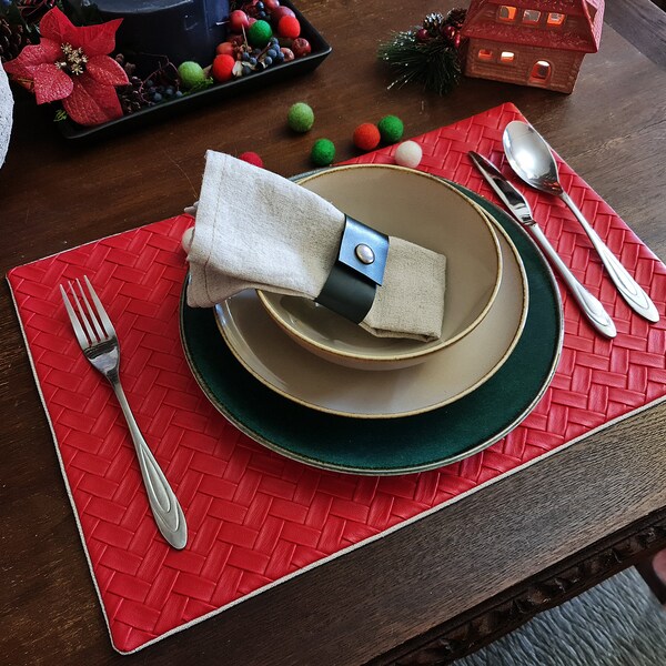 Red Placemat Etsy