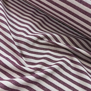 Striped natural linen fabric -blue or burgundy stripes- natural tablecloth-customized sizes - 8 colors optional Claret red strips