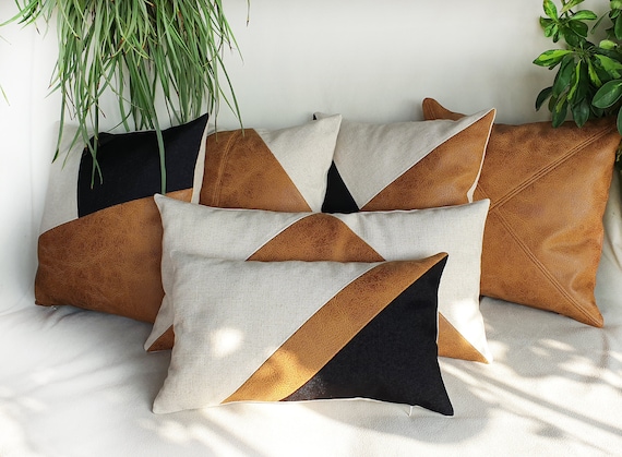 Zen Camel-black-beige Color Diagonal Design Distressed Leather
