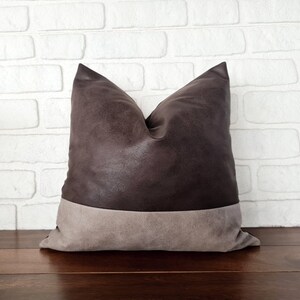 Montana soft two colors old leather look fabric lumbar pillow cover/Housewarming gift