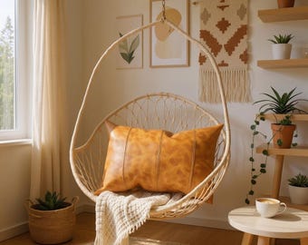 Camel Vegan Leather Lumbar Pillow Cover, 4-Panel Decorative Stitch, Oversized XL Sizes