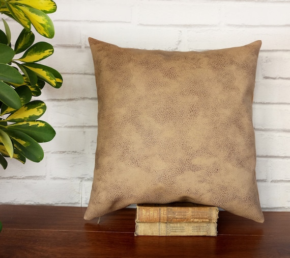 Mustard color rustic old pattern soft faux leather fabric pillow cover-1QTY