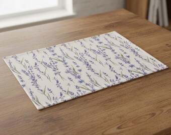 Lavender Print Botanical Placemats - Floral Fabric Table Mats - Cottagecore Table Decor