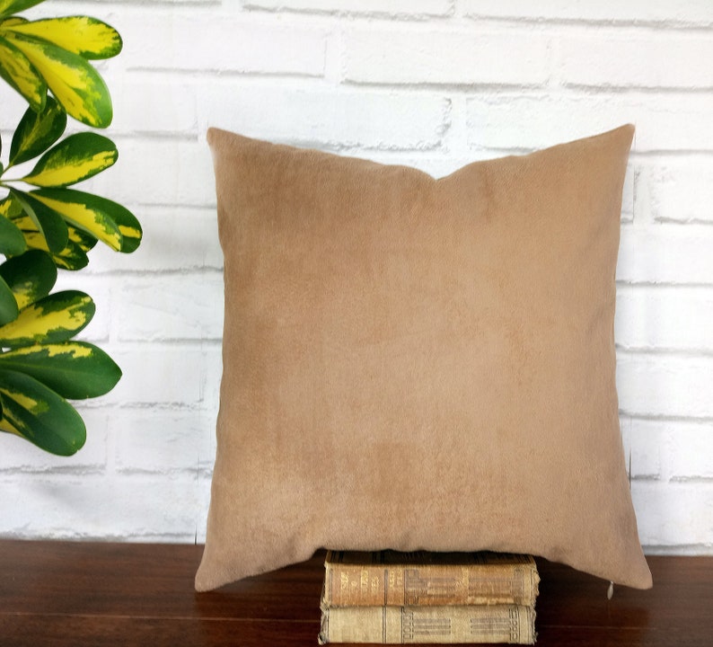 Fast shippingcaramel faux leather pillow cover-old look pattern-back side suedescandinavian home decorhousewarming gift-1pc