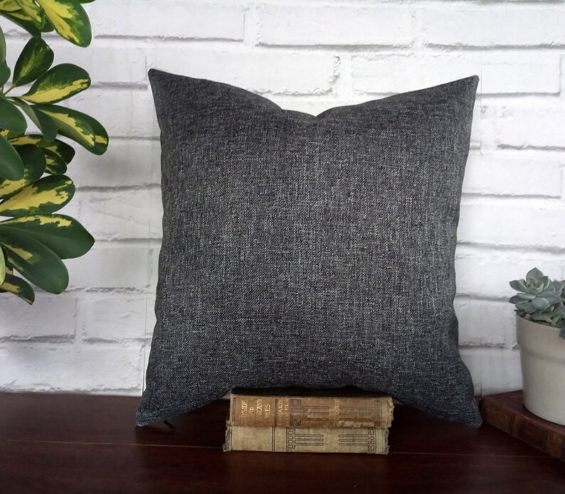 Black faux leather and gray-black color fabric pillow cover/faux leather pillow cover/Housewarming Gift/Colorful Homes/Modern Houses-1pcs image 3