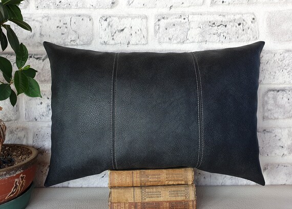 Leather Lumbar Pillow, Lumbar Couch Pillow