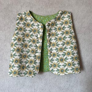 Baby / Toddler Quilted Daisy Vest / Gilet -  3 to 6 months