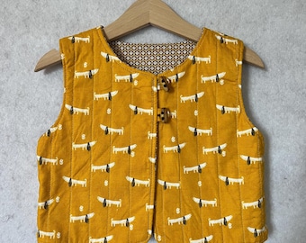 Dachshund Baby / Toddler Quilted Vest / Gilet  - 3 to 6 months