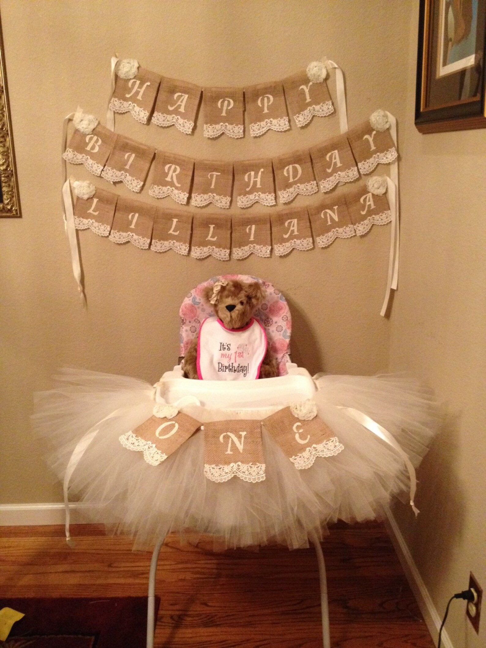 Baby's First Birthday High Chair Banner Regular Burlap Etsy