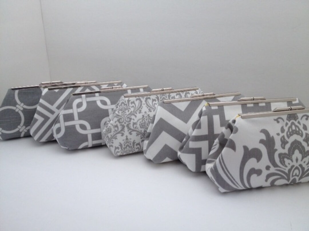 Multiple Clutch Discount for Grey and White Clutch Purses With Nickel