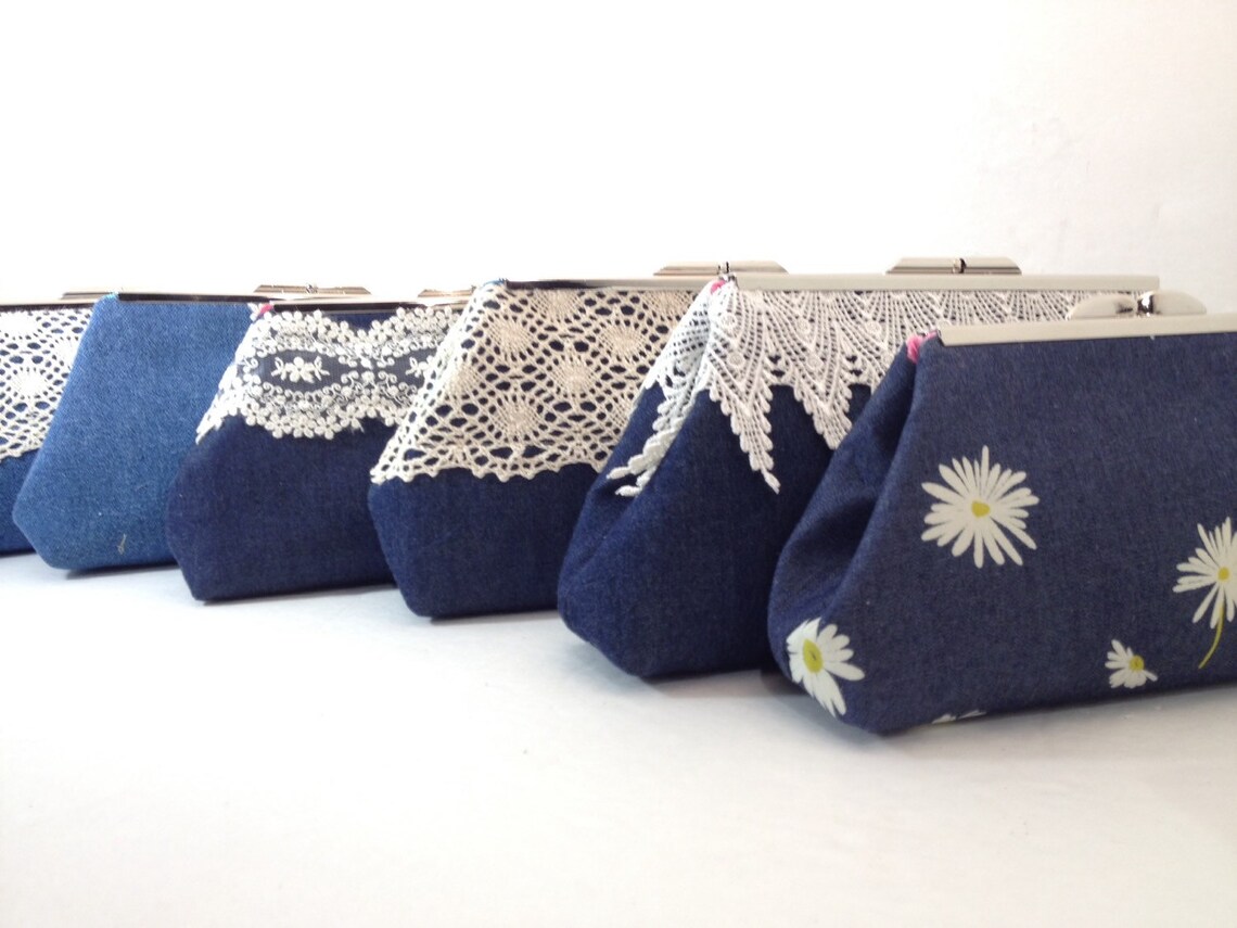 Multiple Clutch Discount Blue Jean and Lace Clutch Purses With Etsy