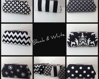 Discount for Multiple Black and White Clutch Purse Orders  (Your Choice), Wedding Clutch, Bridesmaid Gift, Custom Wedding Gifts,