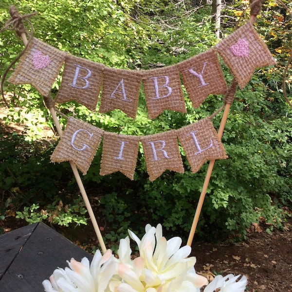 Baby Girl Burlap Cake Banner, Burlap Cake Banner, Baby Shower banner