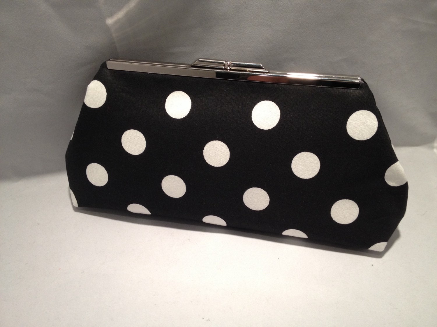 Black With Large White Polka Dots Cotton Clutch Purse With | Etsy