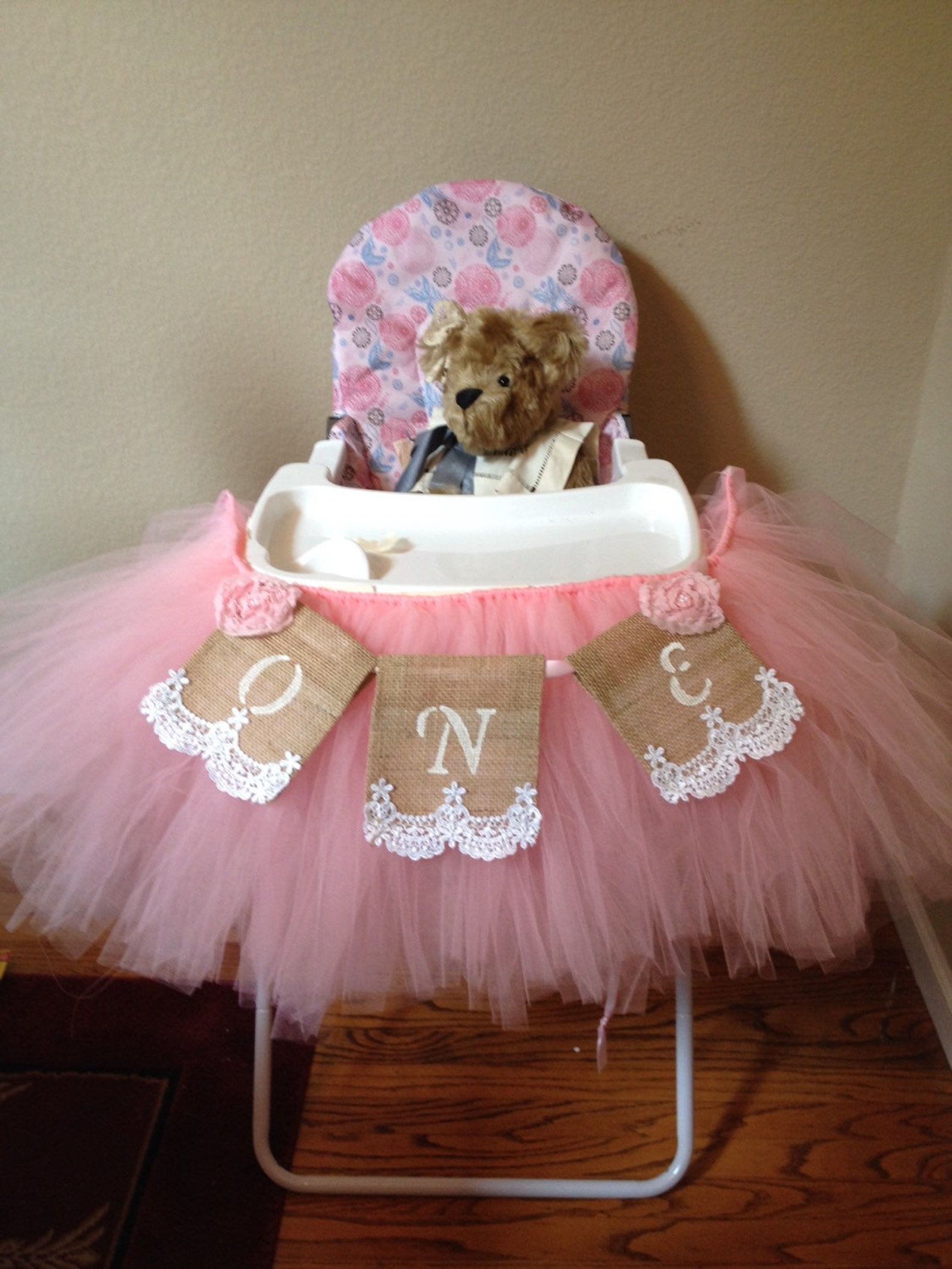 Baby's First Birthday High Chair Pink Burlap Snowflake Etsy