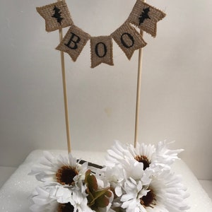 Boo and Bat Halloween Cake Topper, Halloween Cake Topper, shabby chic cake topper, bunting,
