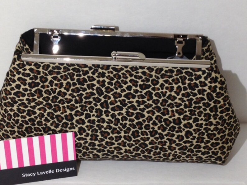 Leopard Print Cotton Clutch Purse With Silver Finish Snap Etsy
