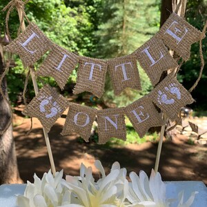 Little One custom Burlap Cake Banner, shabby chic cake topper, baby shower cake topper, baby banner