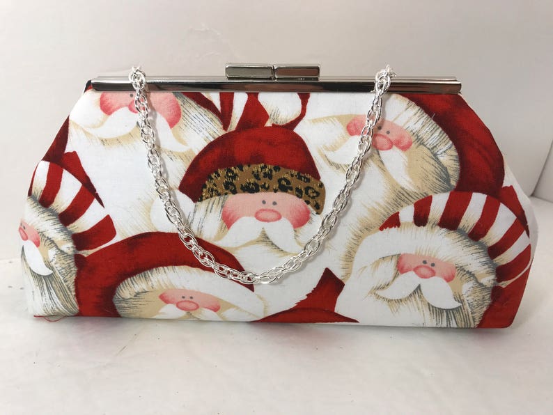 Santa Print Clutch Purse with Silver tone Finish Snap Close Etsy