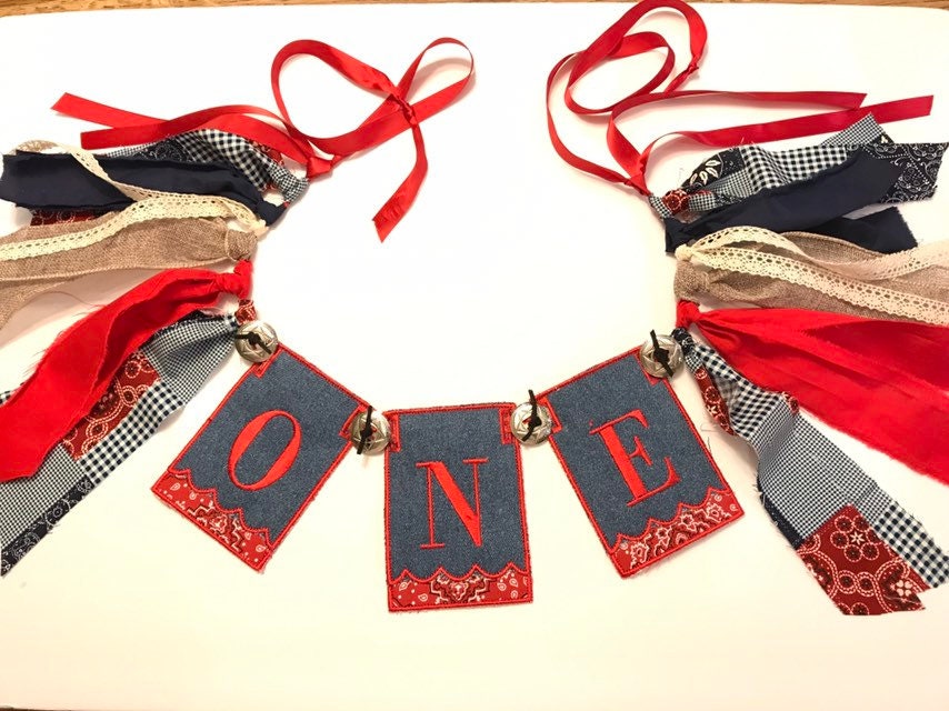Western Themed One Banner Blue Jean Bandana Western Banner