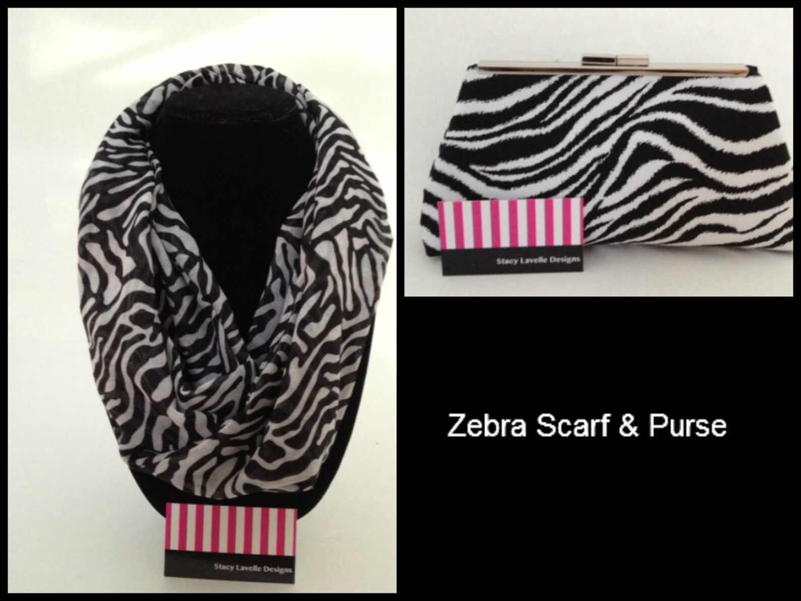 Black and White Zebra Print Clutch Purse With Gold Tone Finish Etsy