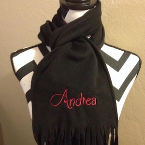 Personalized Machine Embroidered Fleece Scarf, monogrammed winter Scarf, Personalized Scarf