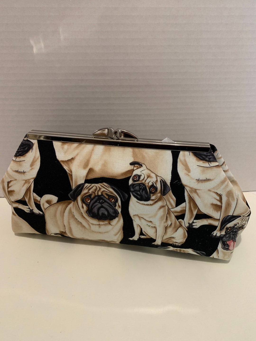 Pug Clutch Purse With Gold Tone Finish Snap Close Frame, Pug Lover Clutch, Unique Purse Etsy