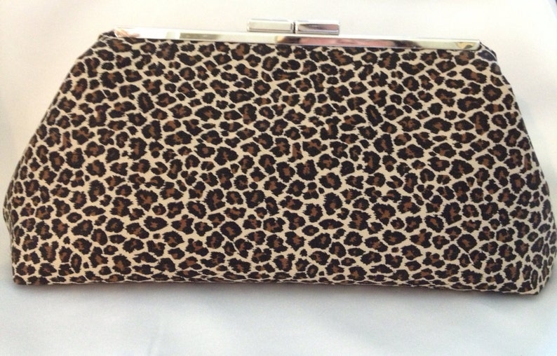 Leopard Print Cotton Clutch Purse With Silver Finish Snap Etsy