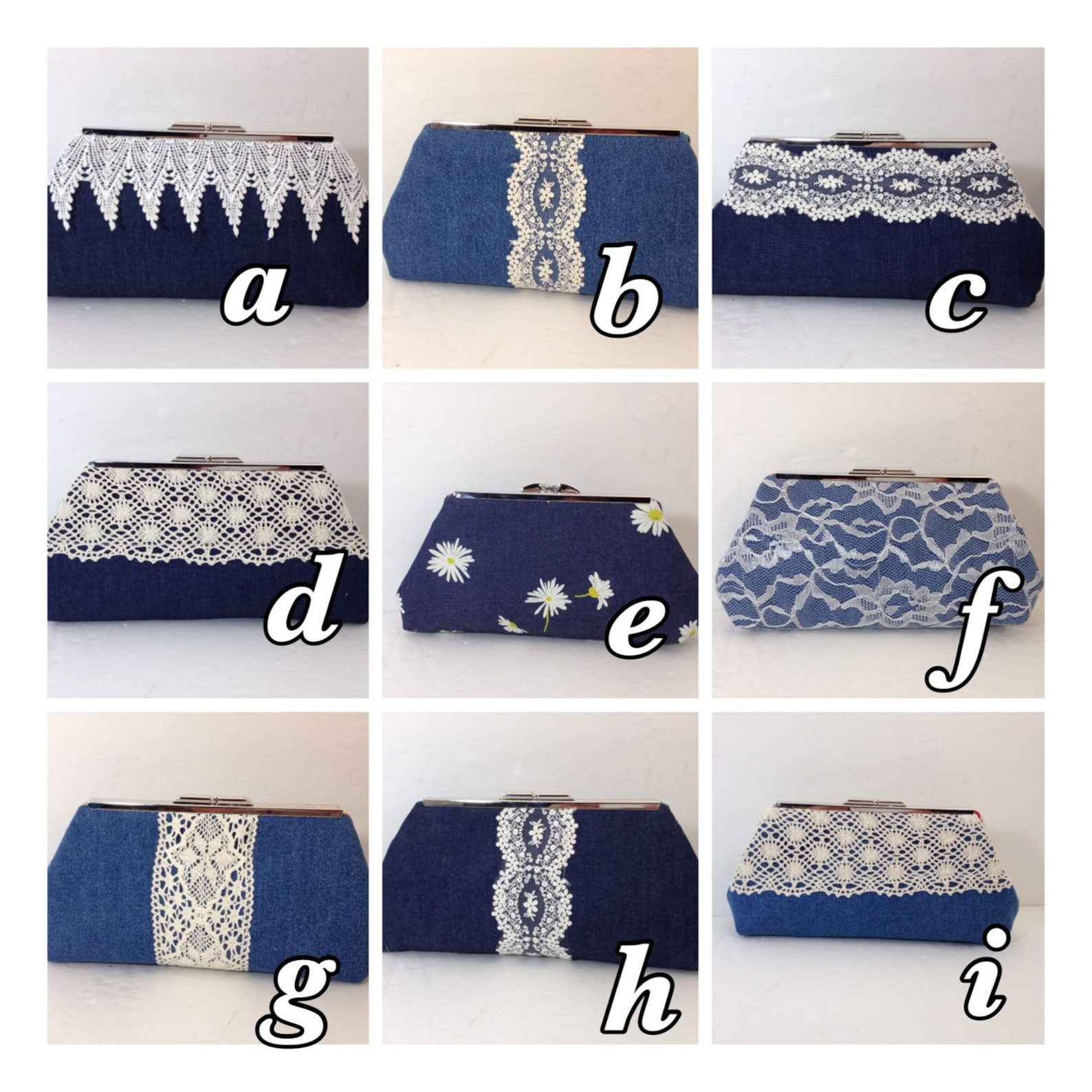 Multiple Clutch Discount Blue Jean and Lace Clutch Purses With Etsy
