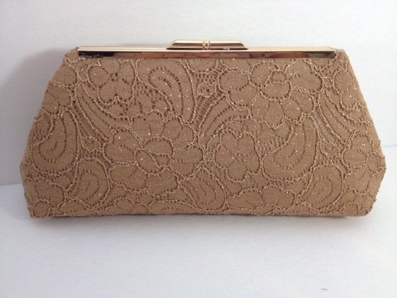 Gold Sparkle Lace Clutch Purse With Gold Frame Lace Clutch Etsy