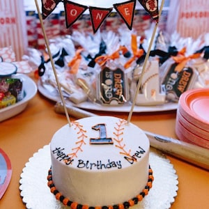 Baseball Themed Cake Topper Banner, boy first birthday cake topper, baby banner