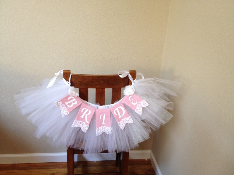 Banner Garland Shabby Chic Bridal Shower Decor Wedding Bridal Veil Chair Garland with Bride Lace Banner Package