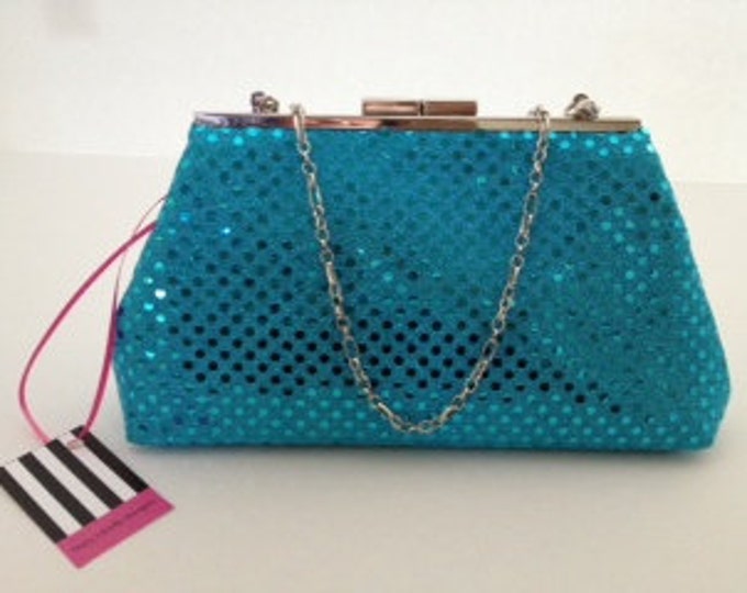 Teal Sequin Disco Ball Clutch Purse With Nickel/silver Finish Etsy
