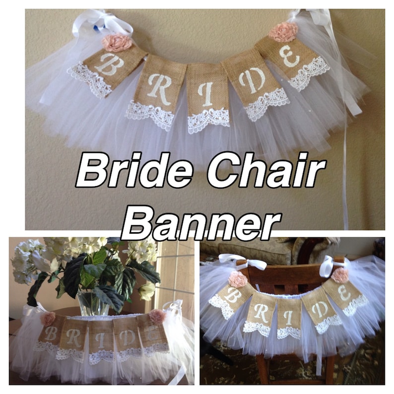 Banner Garland Shabby Chic Bridal Shower Decor Wedding Bridal Veil Chair Garland with Bride Lace Banner Package