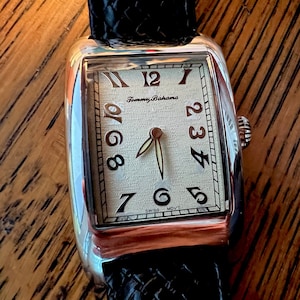 SALE Tommy Bahama Rectangular Art Deco Style Watch Palm Trees Elegant Unisex Stainless Steel Large Dial New Battery Leather Band Etsy