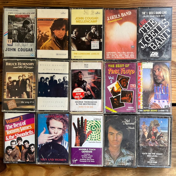 Vintage Cassette Music Tapes 1970s and 1980s, Sold Individually, Jeff Beck, Clapton, Genesis, U2, Allman, More, Your Choice, Rock & Roll!