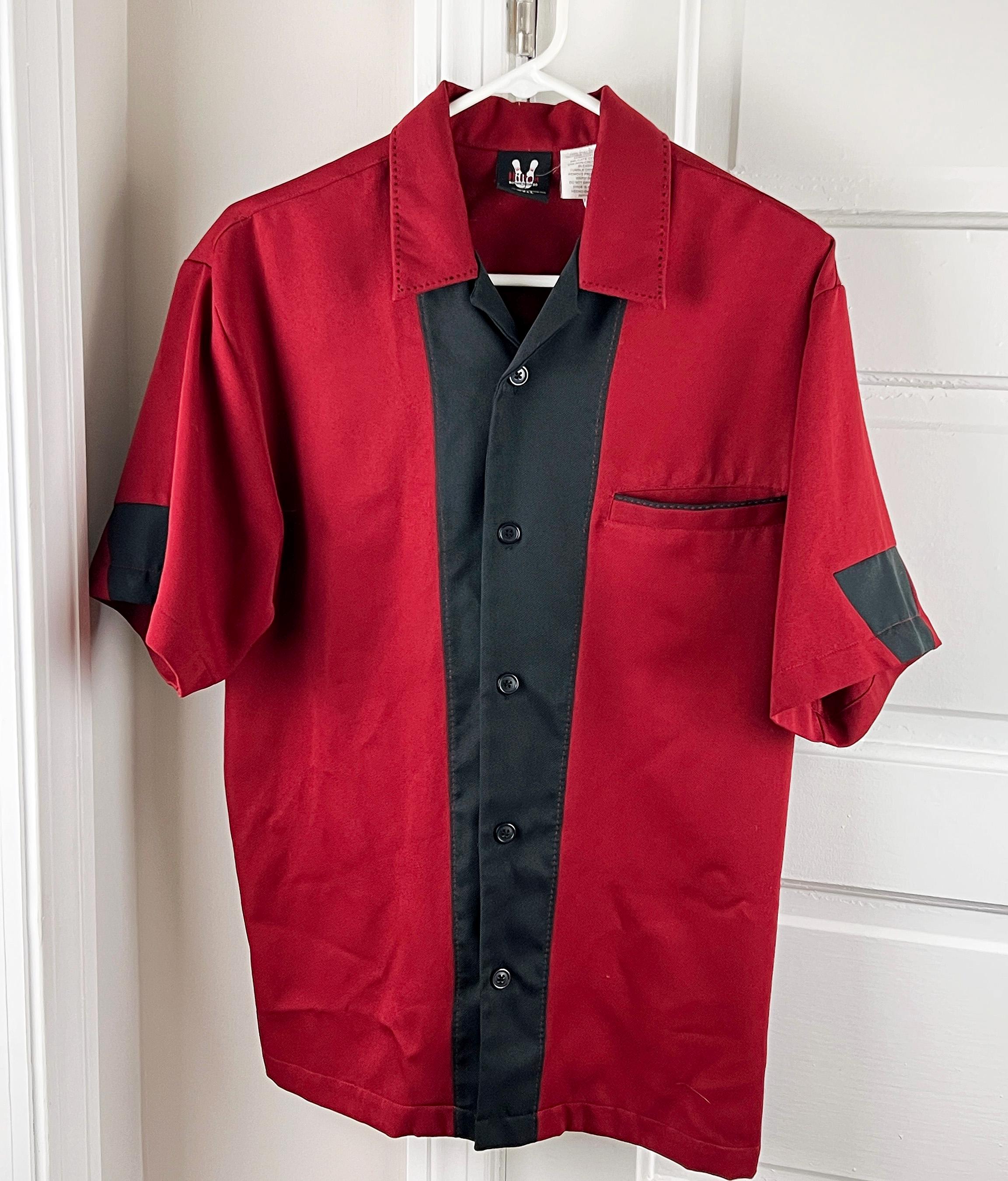 Vintage Y2K Hilton Bowling Shirt: Red & Black Retro Style, Size