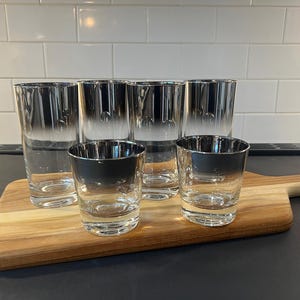 Silver Fade Glasses in the Style of Dorothy Thorpe, Choose 4 Highball Glasses or 2 Whiskey/Rocks Glasses, Circa 1970s, Excellent Condition