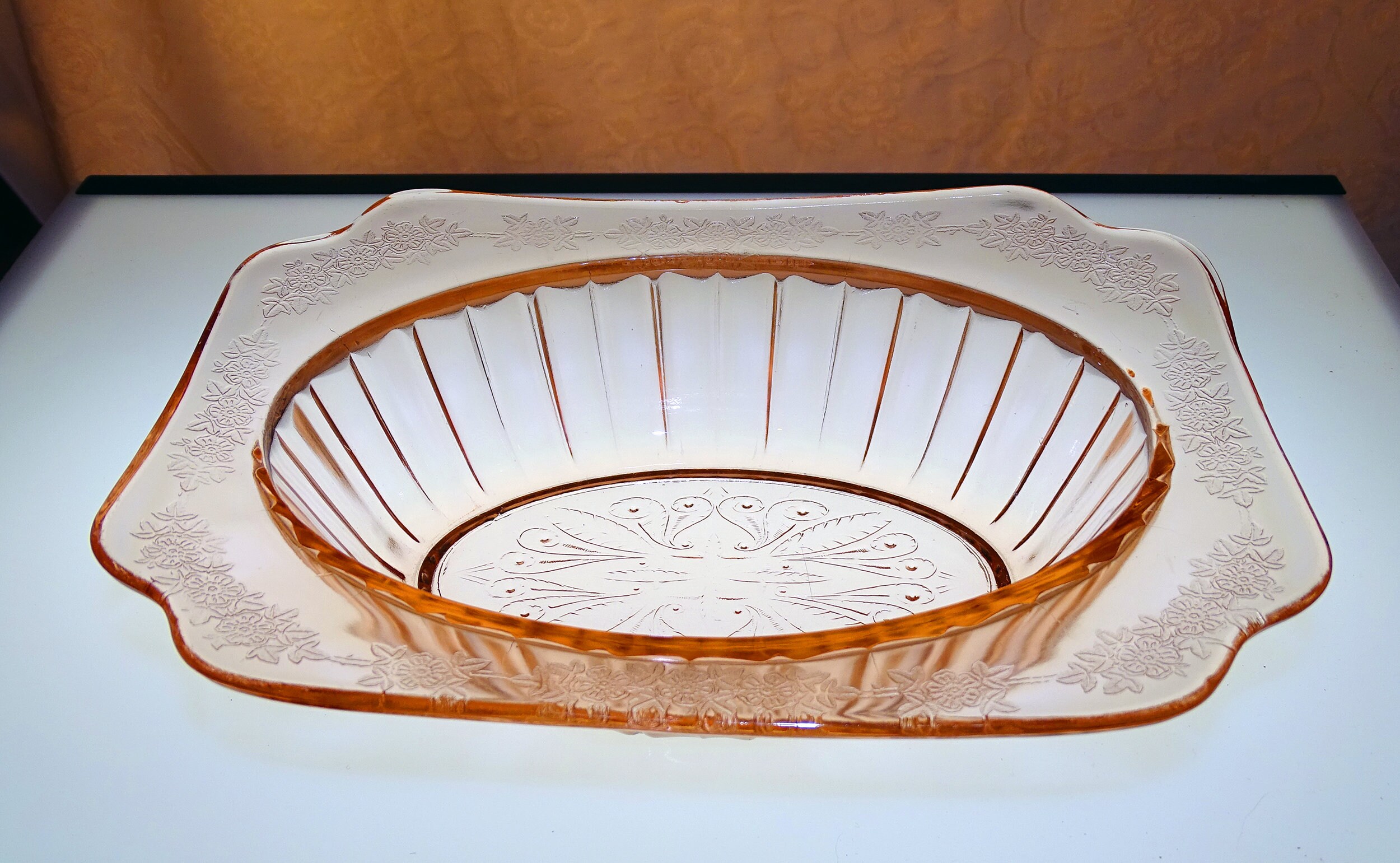 Vintage Pink Adam Pattern Depression Glass Serving Bowl Oval Etsy