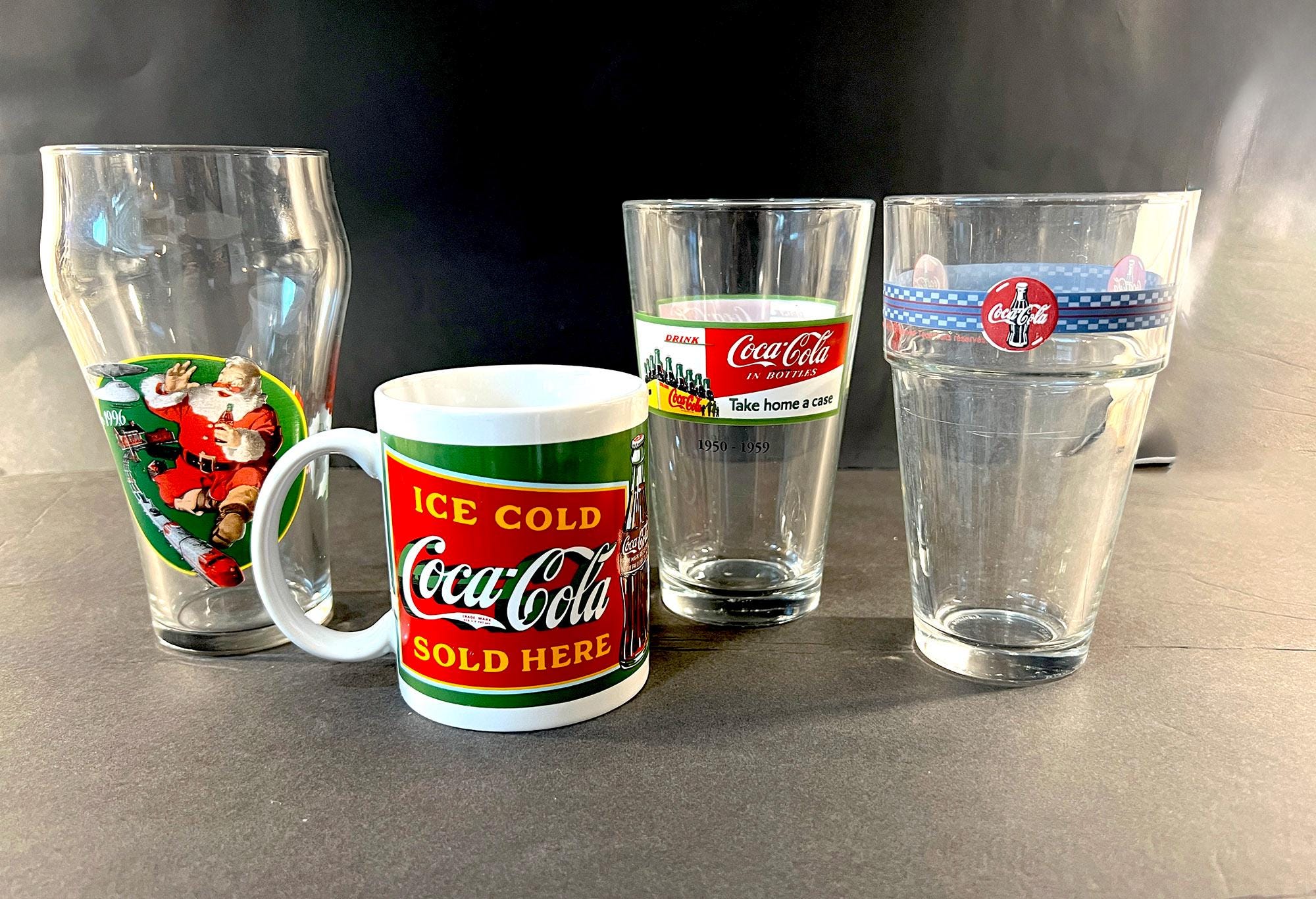 Vintage Coca-cola Glassware Set: 1990s Santa Glass & Ice Cold Mug