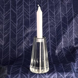 Crystal Candlestick by Paloma Picasso for Villeroy and Boch, Contemporary Vertical Design, About 5.25&quot; tall, Circa 1990s