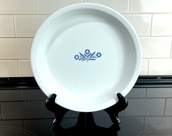 Corning Ware Blue &quot;Cornflower&quot; Pie Plate, Pie Dish, Vintage Baking Dish, P-309, Nine Inch, Circa 1970s, White & Blue