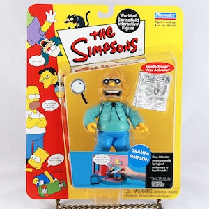 The Simpsons &quot;Grampa Simpson&quot; Interactive Figure by Playmates Toy, Circa 2000, Simpson&#39;s Collectible, NIB