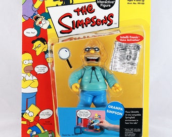 The Simpsons &quot;Grampa Simpson&quot; Interactive Figure by Playmates Toy, Circa 2000, Simpson&#39;s Collectible, NIB
