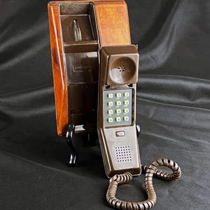 Vintage Northern Telecom Analog Contempra Talia Landline Push Button Stitched Leather Covered Telephone, 1970s