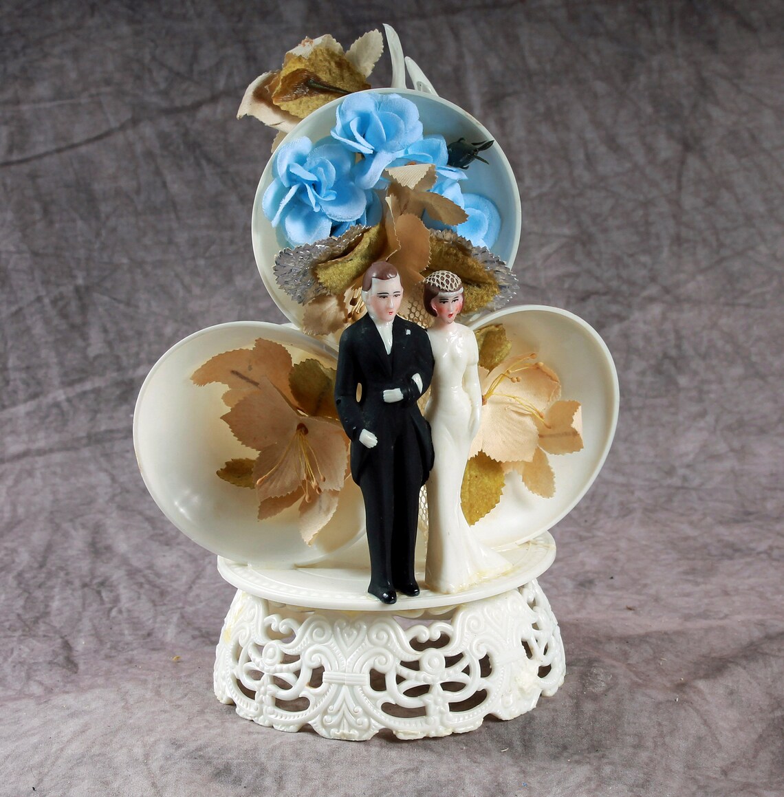Vintage 1930s Wedding Cake Topper Bride and Groom Art Deco image 0
