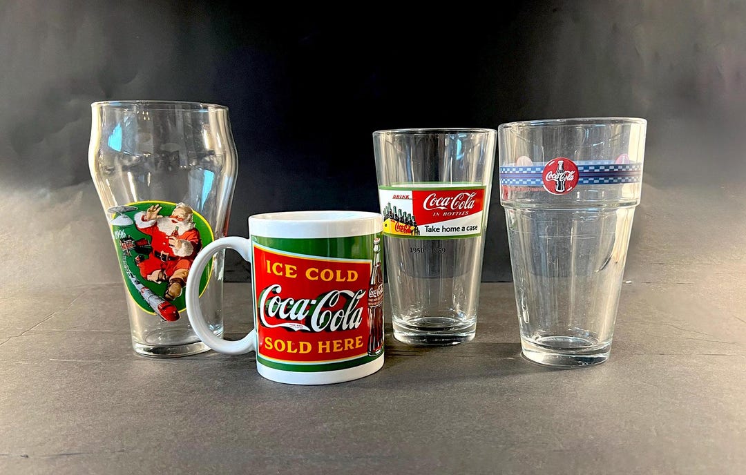 Vintage Coca-cola Glassware Set: 1990s Santa Glass & Ice Cold Mug