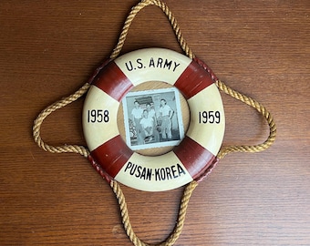 Handmade U.S. Army Korea Photo Frame: 1950s Military Folk Art