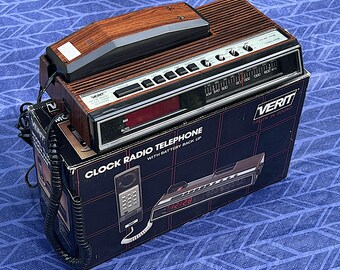 Vintage Electric Clock Radio Telephone 1970s-1980s Verit / Truth In Sound /Model TL-6631-B, Radio Tested and Working, Nice Vintage Style